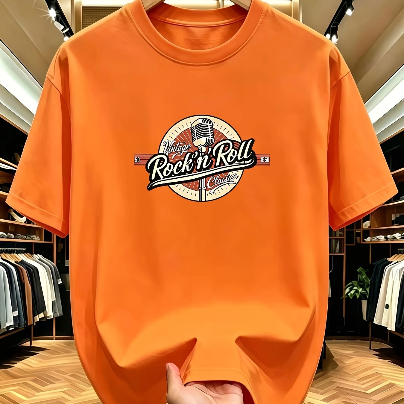 TEMU -shirt, Rock' Vintage・1950 Classic Echo Retro Rock T-Shirt | Un Hommage à l'Âge du Rock dans les années 1950, ce -shirt unisexe à col rond et