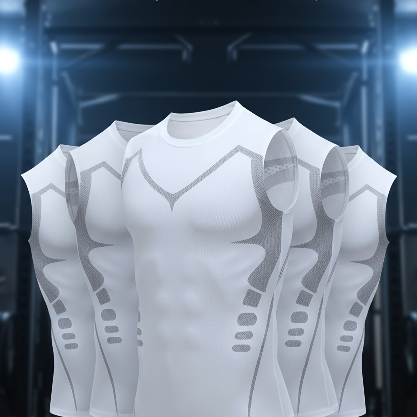 TEMU 5pcs Men's Sports Compression Tank Top, Basketball Compression Shirt, Sleeveless Training Tank, Base Layer Quick-dry Stretch Top With Wide,