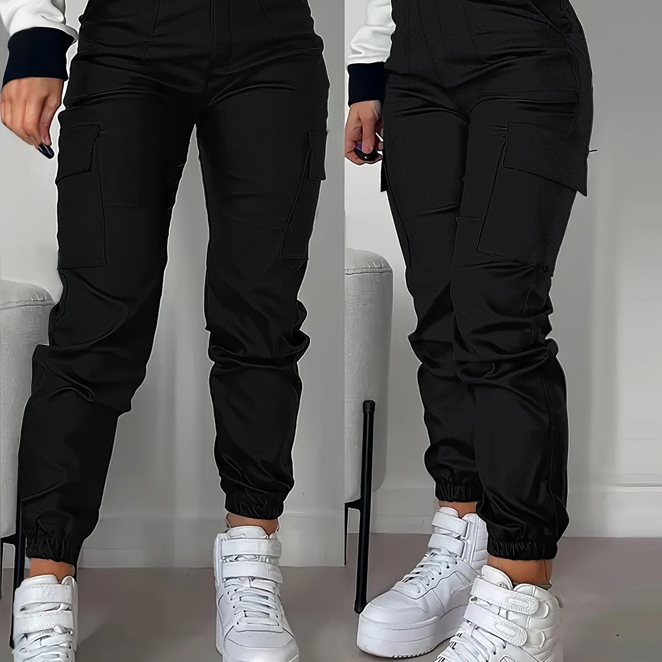 TEMU French Hot Multi- All-match Elastic Zipper Joggers
