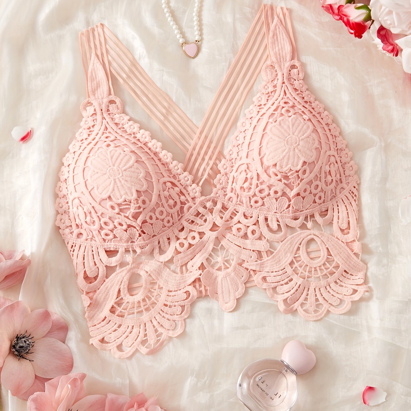 TEMU Pink Backless Lingerie