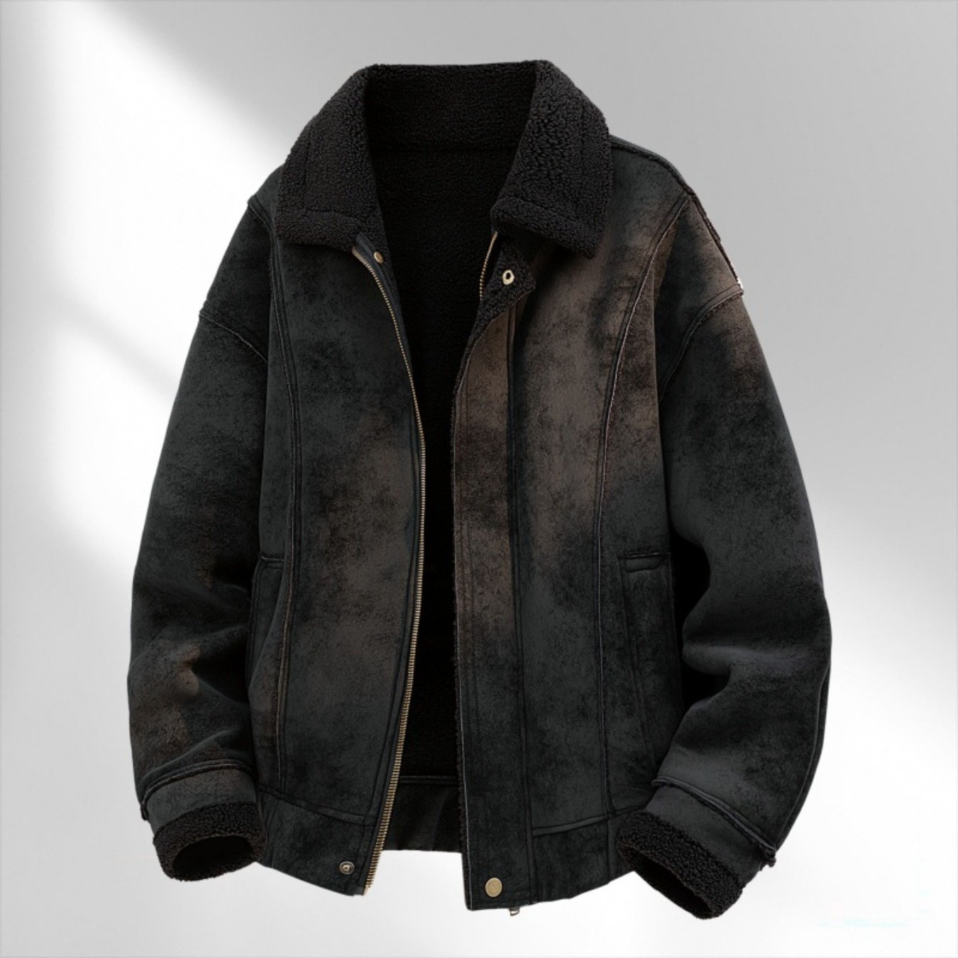 2025 Autumn/ Winter Thickened Collar Men's Jacket; Men' Color Loose Thickened Outerwear, Plus Size
