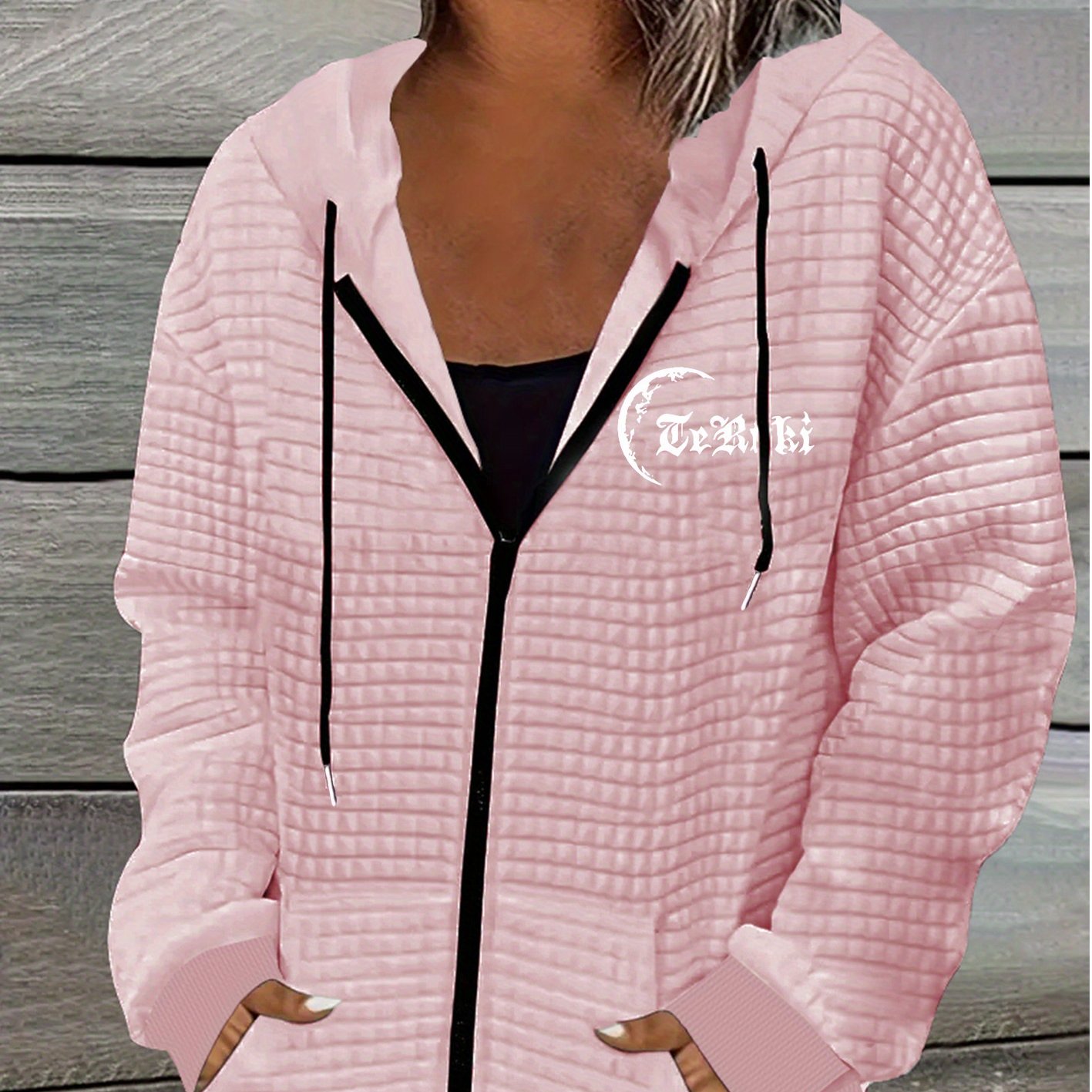 Zipper Waffle Jacket Women's Casual Long Sleeved Shirt