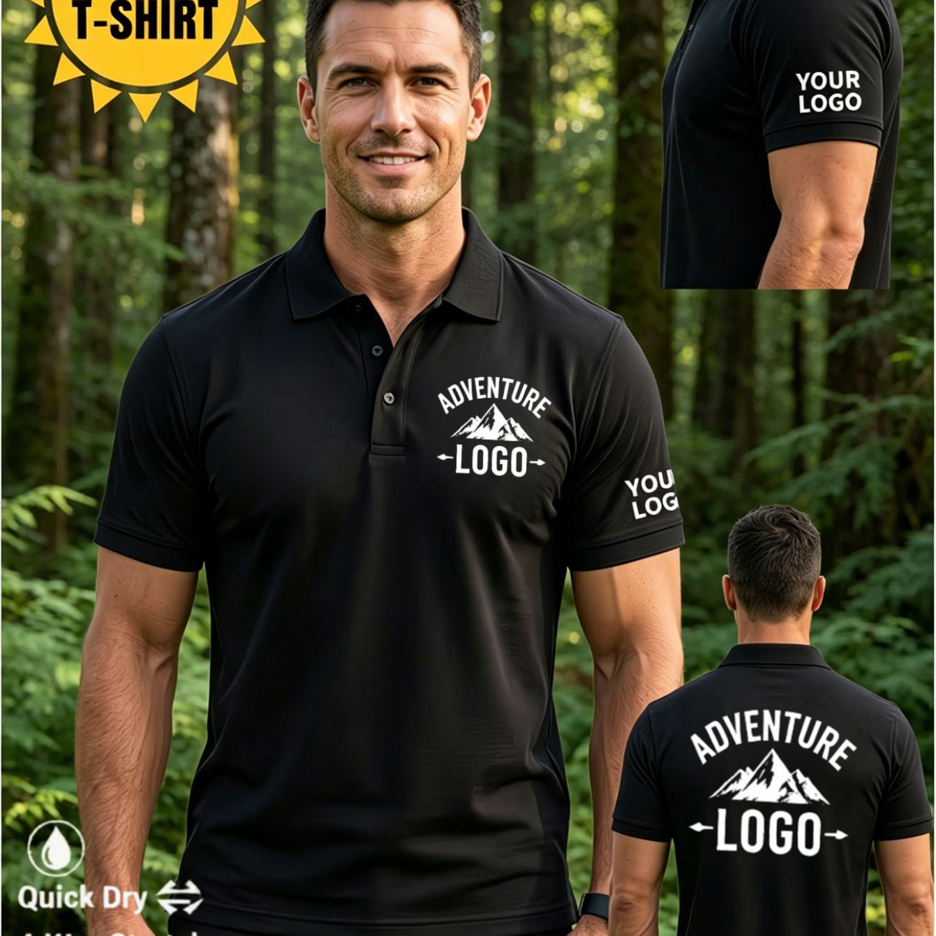 TEMU Customizable Shirt Lapel, Personalized Customization With Drawings, Undershirt, Team Uniform, Work Uniform, Add Your Text, Pictures, Patterns On