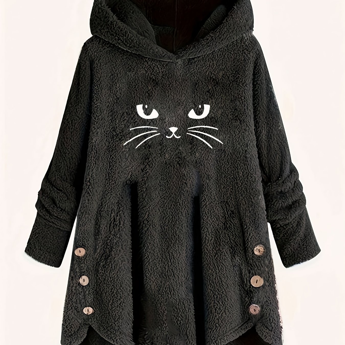 TEMU Women's Fashion Fluffy Embroidered Cat Ear Casual Hoodie