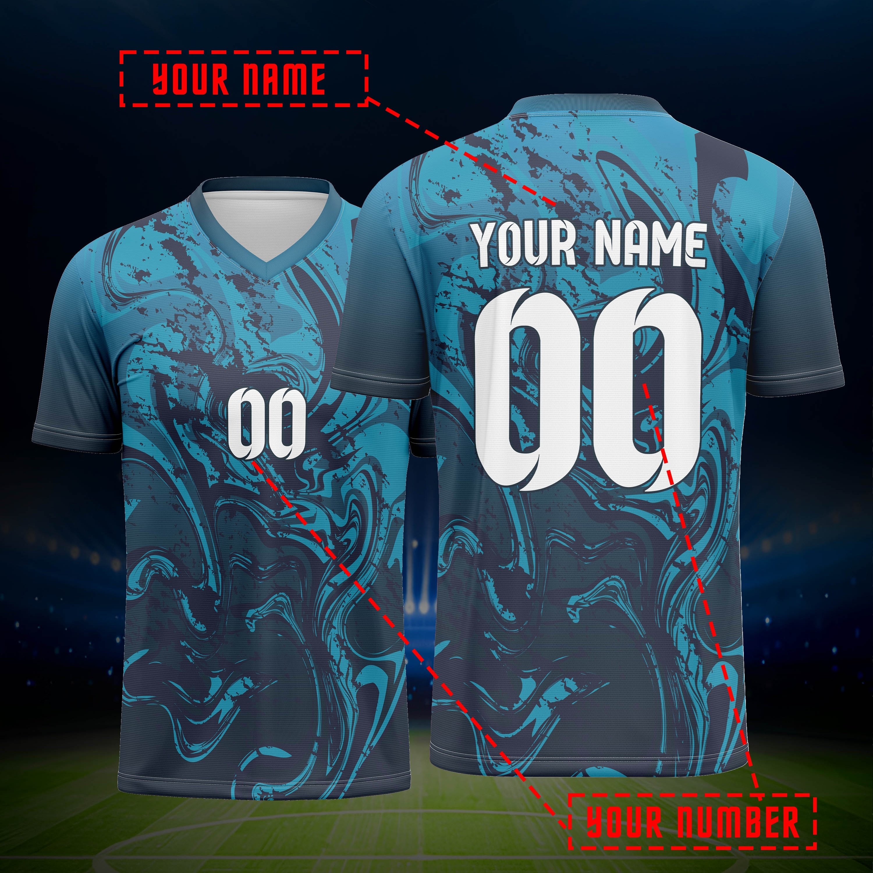 TEMU Camiseta deportiva personalizable para hombre - Camiseta de fútbol para adultos con cuello en V, tejido de punto 100% poliéster, estampado