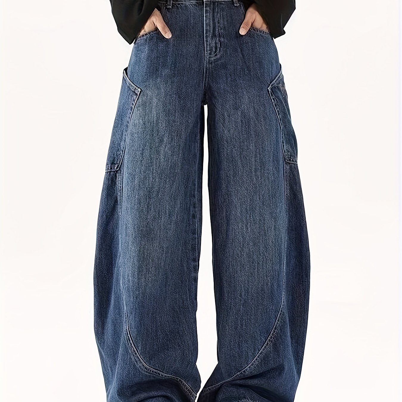 Image of Men's Heavy-duty Vintage Washed Jeans - Non-stretch Straight-leg Relaxed Fit Pants, Machine Washable Streetwear Jeans For Urban Fashion & Casual Attire - Spring/fall Denim Trousers