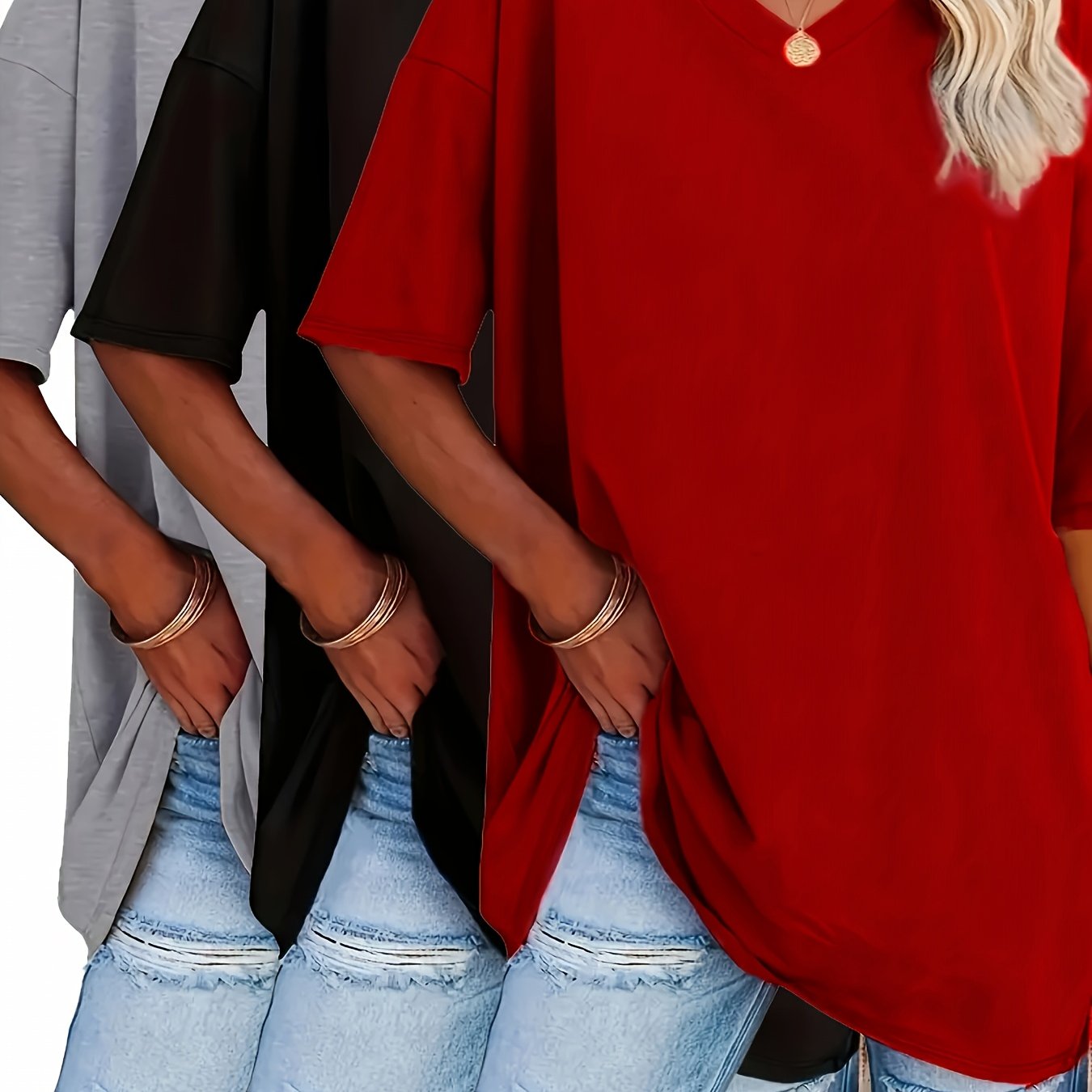 Plus Size, Spring/summer Women's Fashion Casual Short-sleeve 3pcs Set