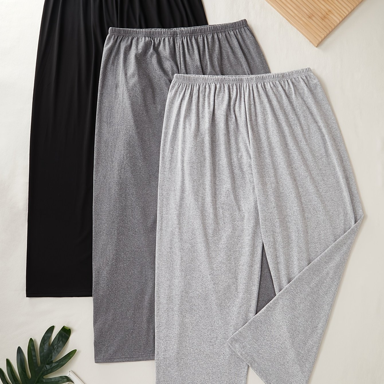 TEMU 3- Size Women' Plain Unprinted Easy Style Casual Long Pants Pants Ultra- Sleepwear Wear