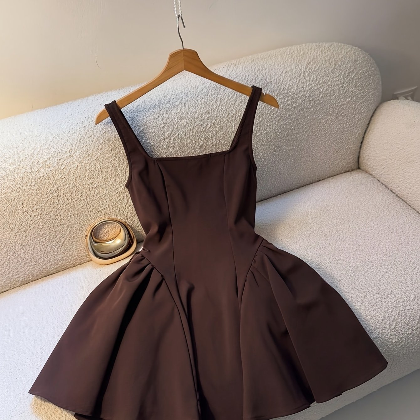 E-shop Modisches Damen-Trägertop-Spaghettiträgerkleid im neuen Frühlings-, Sommer- Herbst-Stil mit Reißverschluss am Rücken, bequem schlicht, elegant