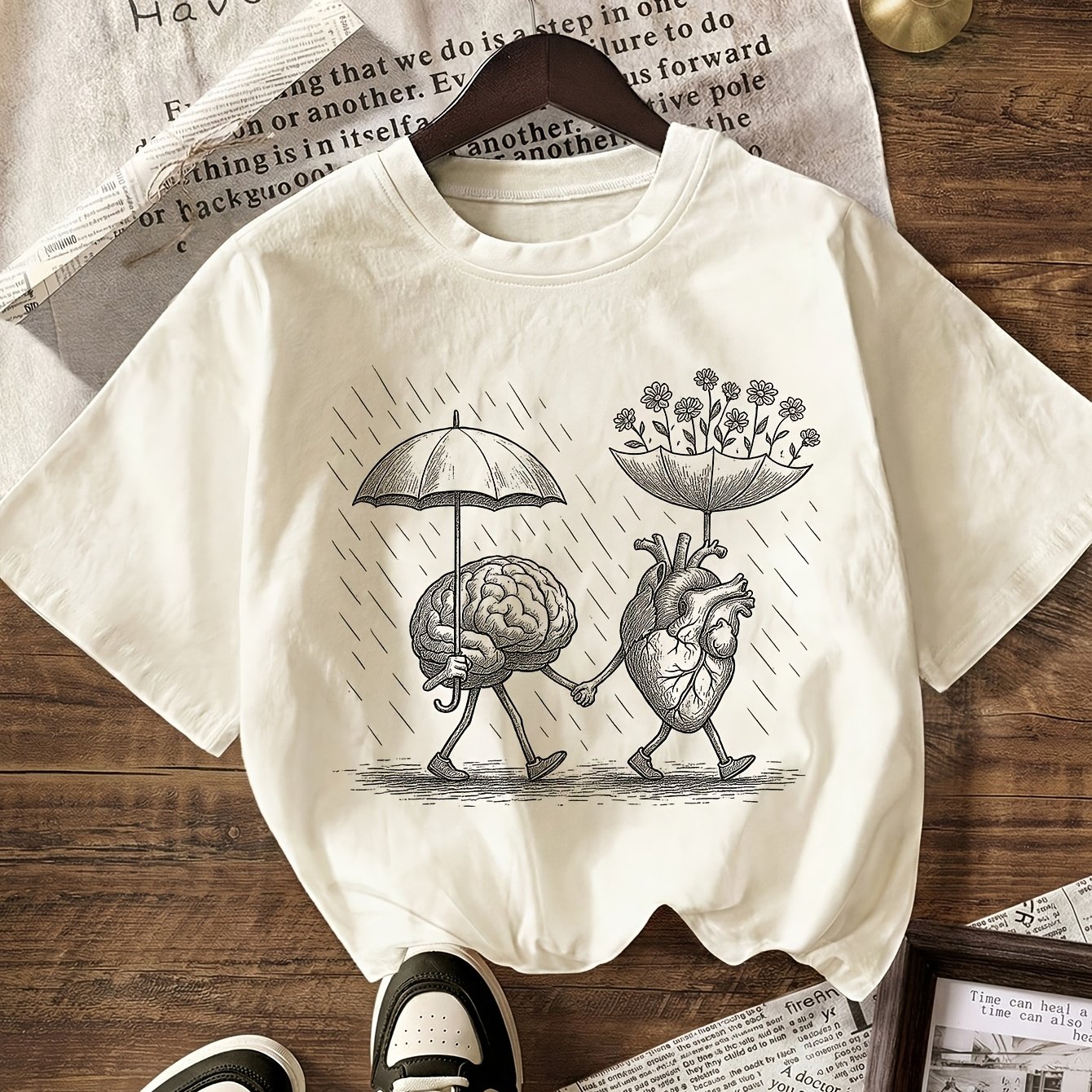 TEMU Balance Graphic T-shirt Summer Women's Clothing, Women's Casual Round Neck Short Sleeve T-shirt