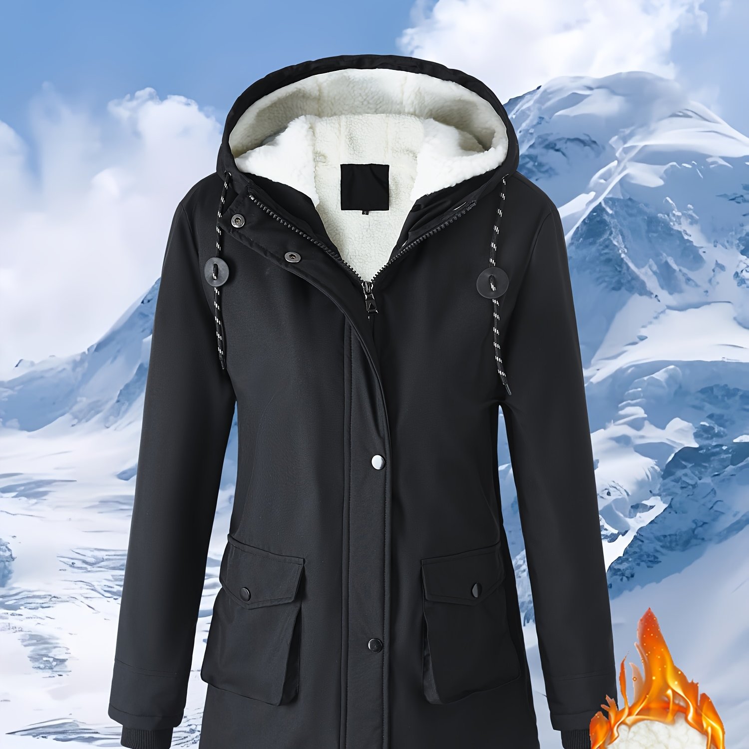 E-shop Neu auf Lager: Damen Herbst/Winter Warme Dicke Outdoor-Jacke Casual Mode Mittellange Wattierte Mantel