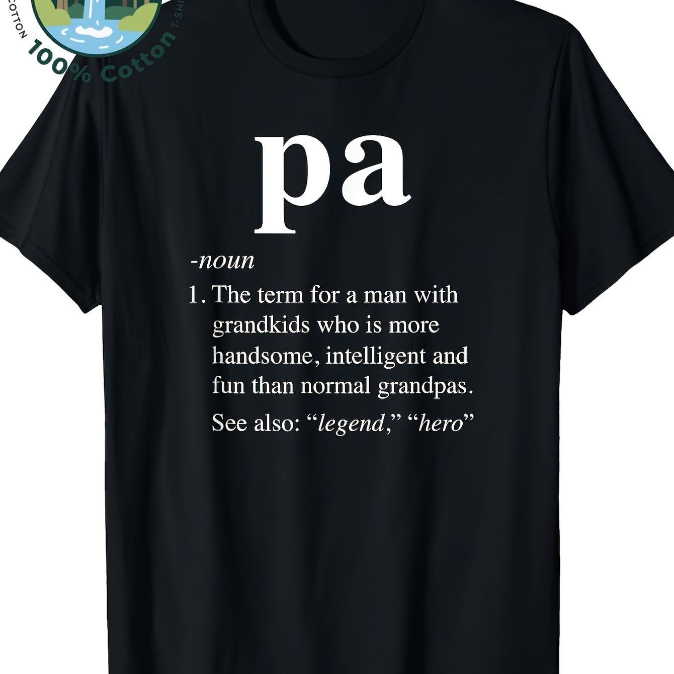 TEMU Men's Funny Grandpa Pa Definition T-shirt - Heavyweight Retro Humorous Joke Tee With Pa Announcement Design, Loose Neck Short Sleeve Shirt Gift