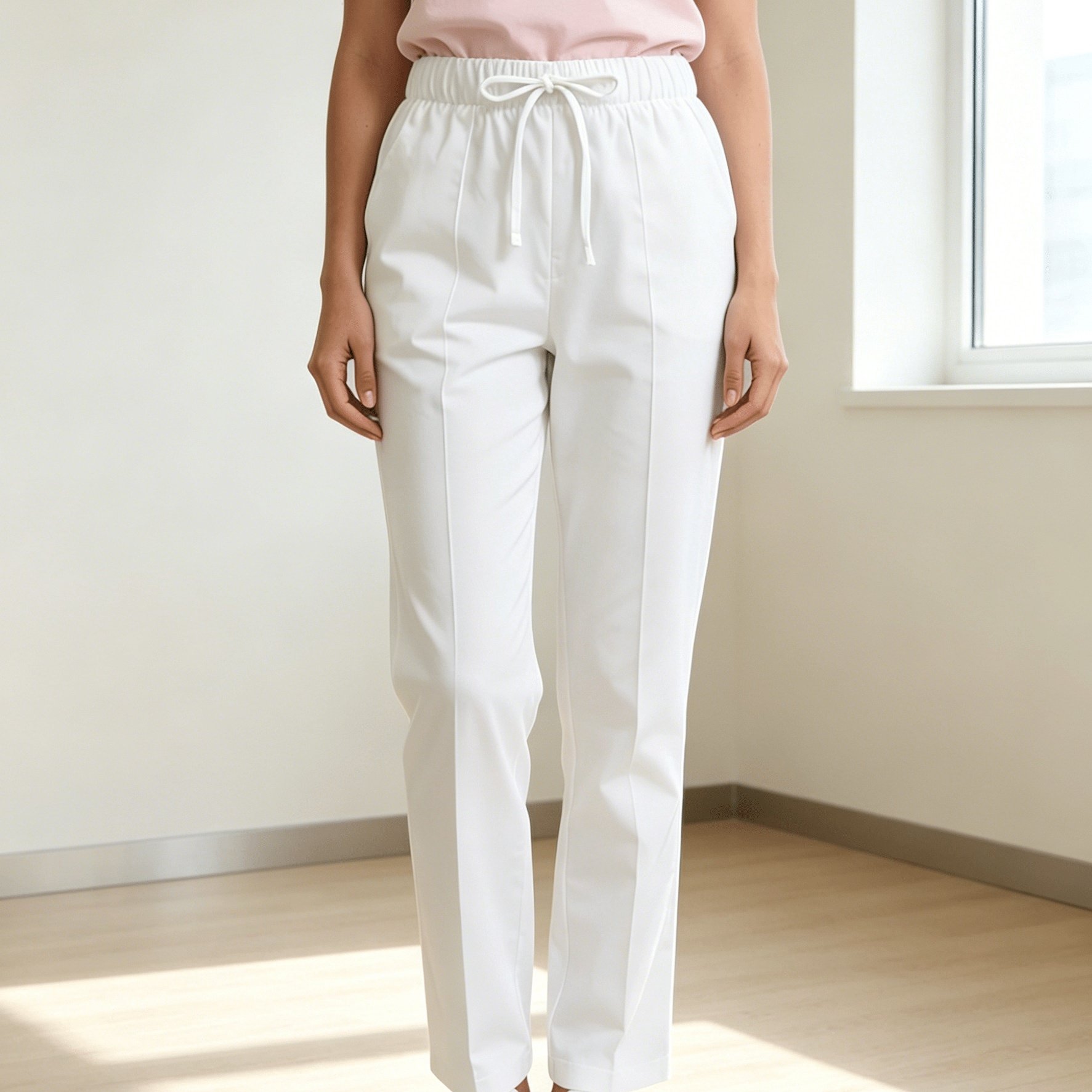 E-shop YT774 Neue Damenhose, weiße Krankenschwesternhose, hohe Taille, Arbeitskleidung für Personal, Pendlerhose, Hose für Handwäsche