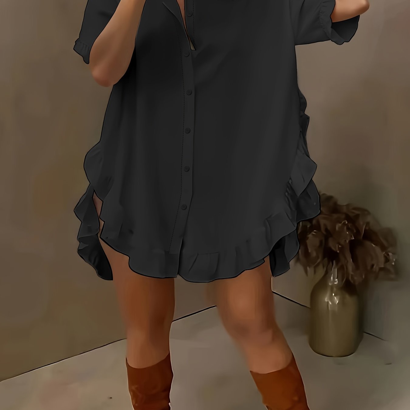 E-shop Plus Size - Plus Size - Plus Size 5-Flügel Rüschen Sommer Damen Bluse