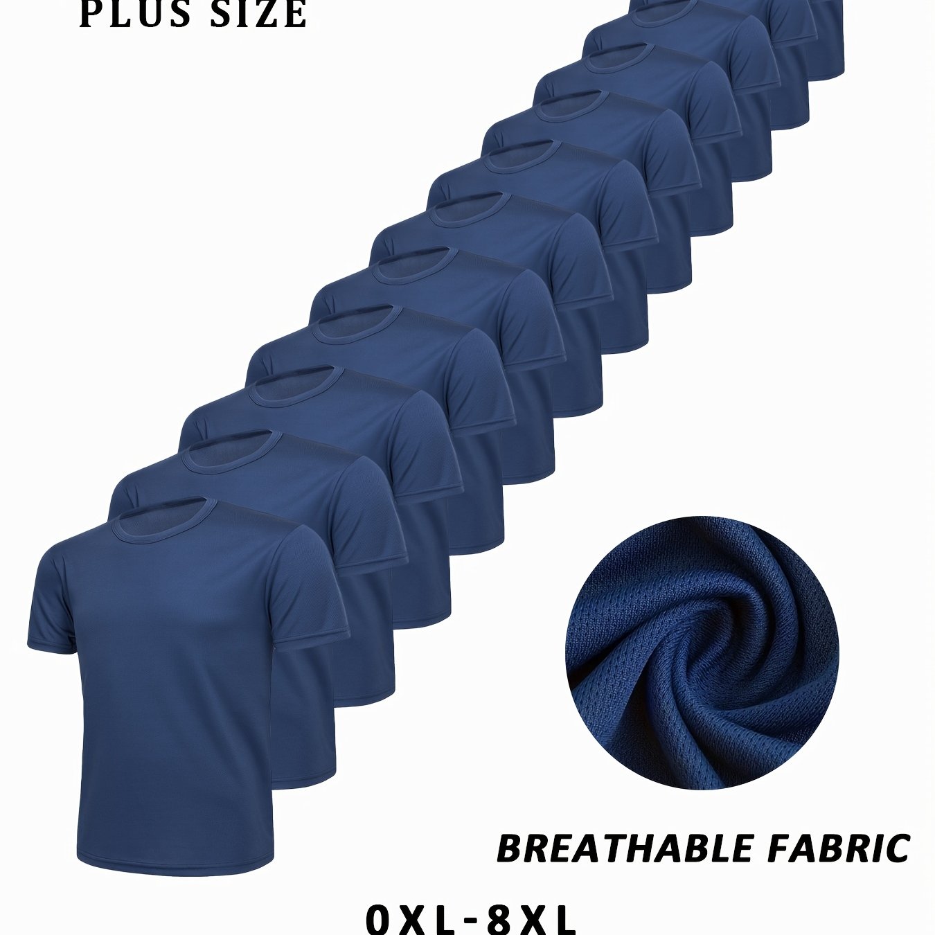 TEMU 13pcs Men's Size T-shirt, Black, White, Dark Gray, Light Gray, Lake Green, Blue, Red, Fluorescent Green, Solid Color, Lightweight, Quick Drying,