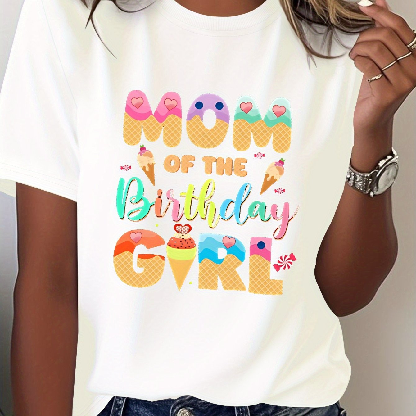 Image of [mom Of The ] Printed Pure Tshirt , Gift To Mother, 100% Breathable Casual Round Neck Machine Washable T-shirt, Short-sleeved, Regular Fit, Suitable