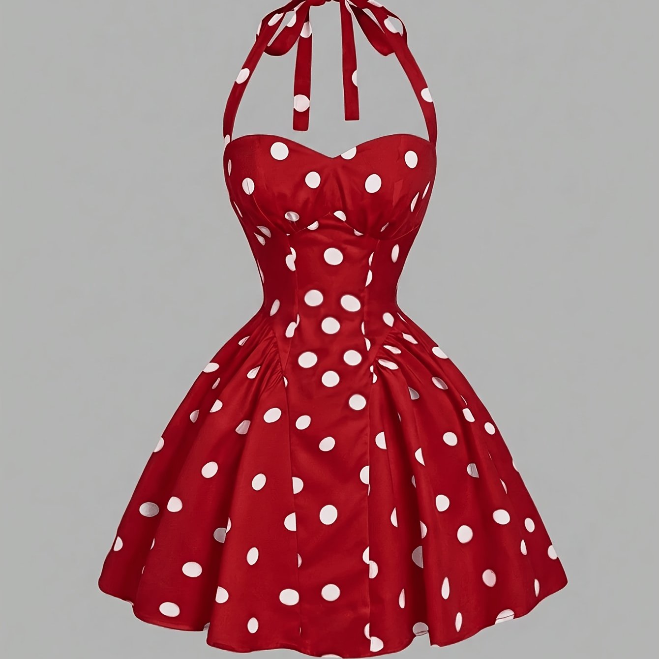 TEMU Robe longue maxi à débardeur à pois pour femme, Vintage, Convient pour l'été, Robe à pois
