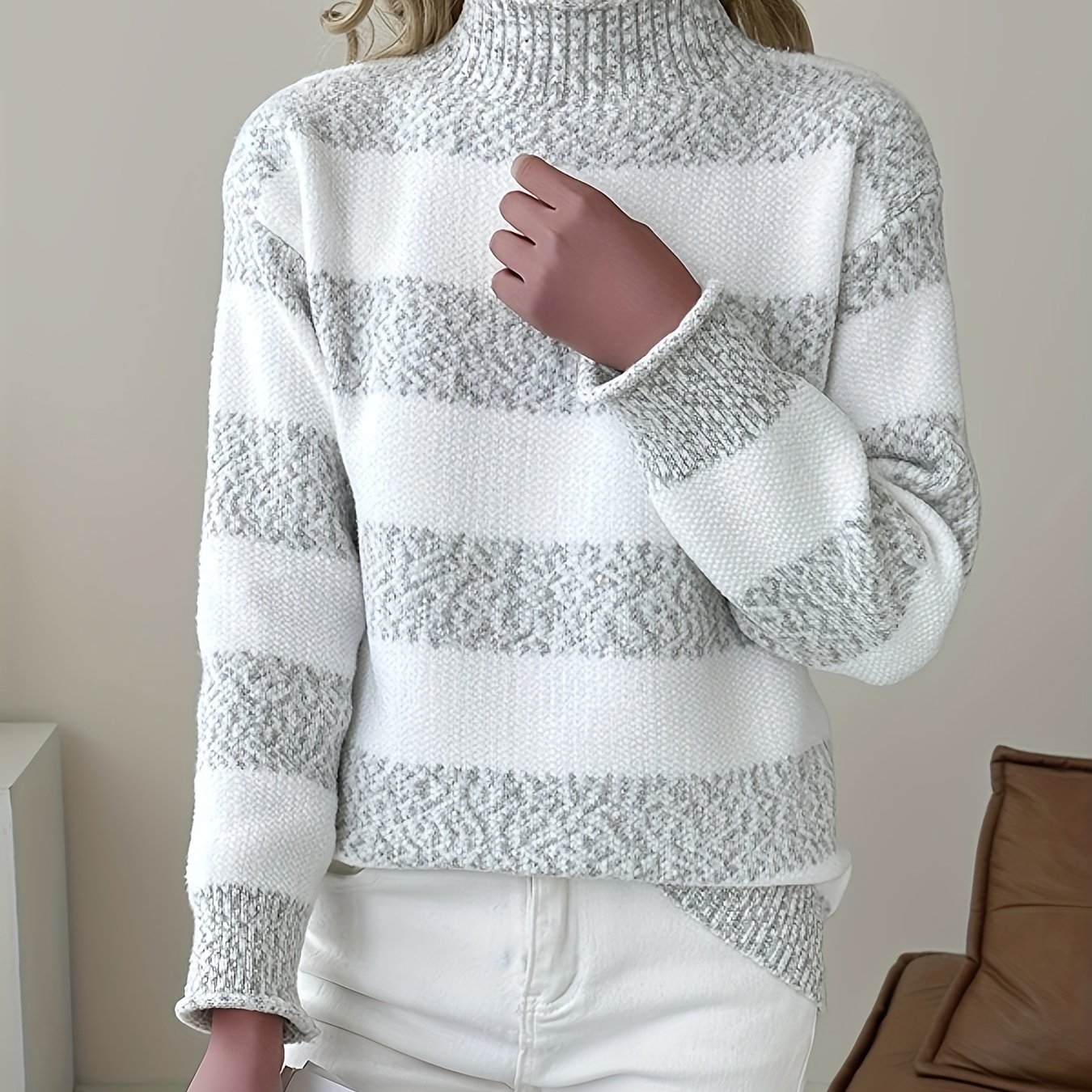 Women's Stand Collar Thickened Sweater 2025 Autumn/winter Loose Outerwear Warm Base Layer Shirt 009