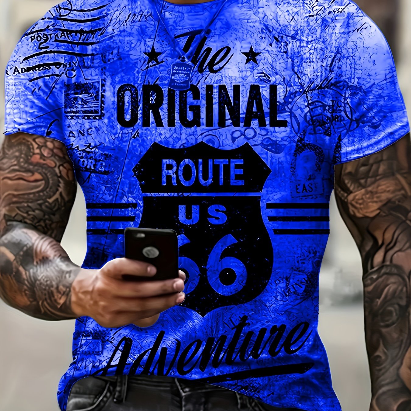 TEMU [print Design-not Textured] Men's Summer Creative Print T-shirt, Plus Size