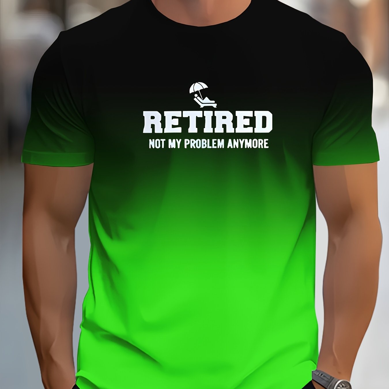 TEMU Men's Gradient Short-sleeve , Easy, Stylish, Casual T-shirt, A Must-have For Outdoor Activities