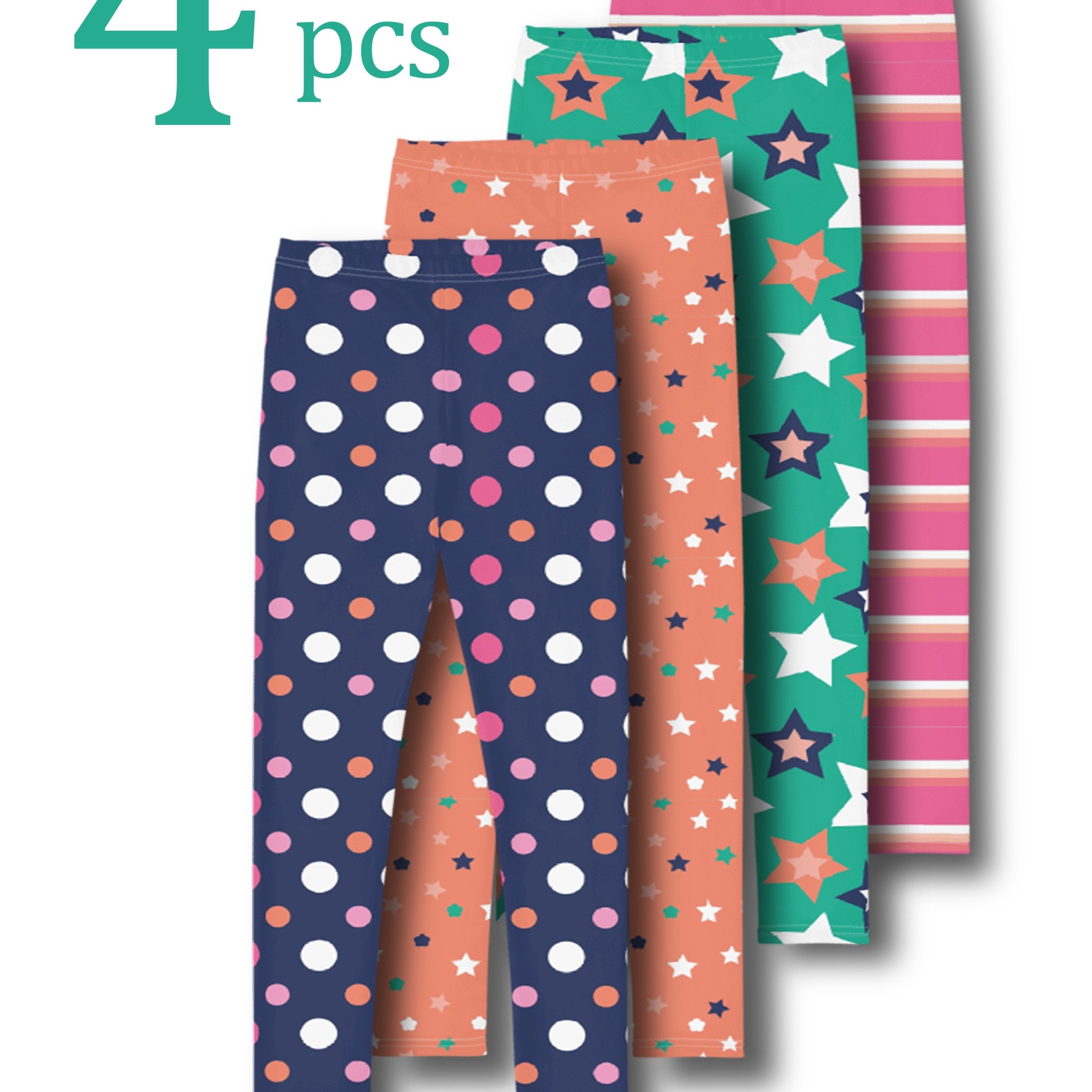 Softmilk 4pcs Girls' Stretchy Leggings - , High-elasticity Casual Pants For Spring/summer/fall