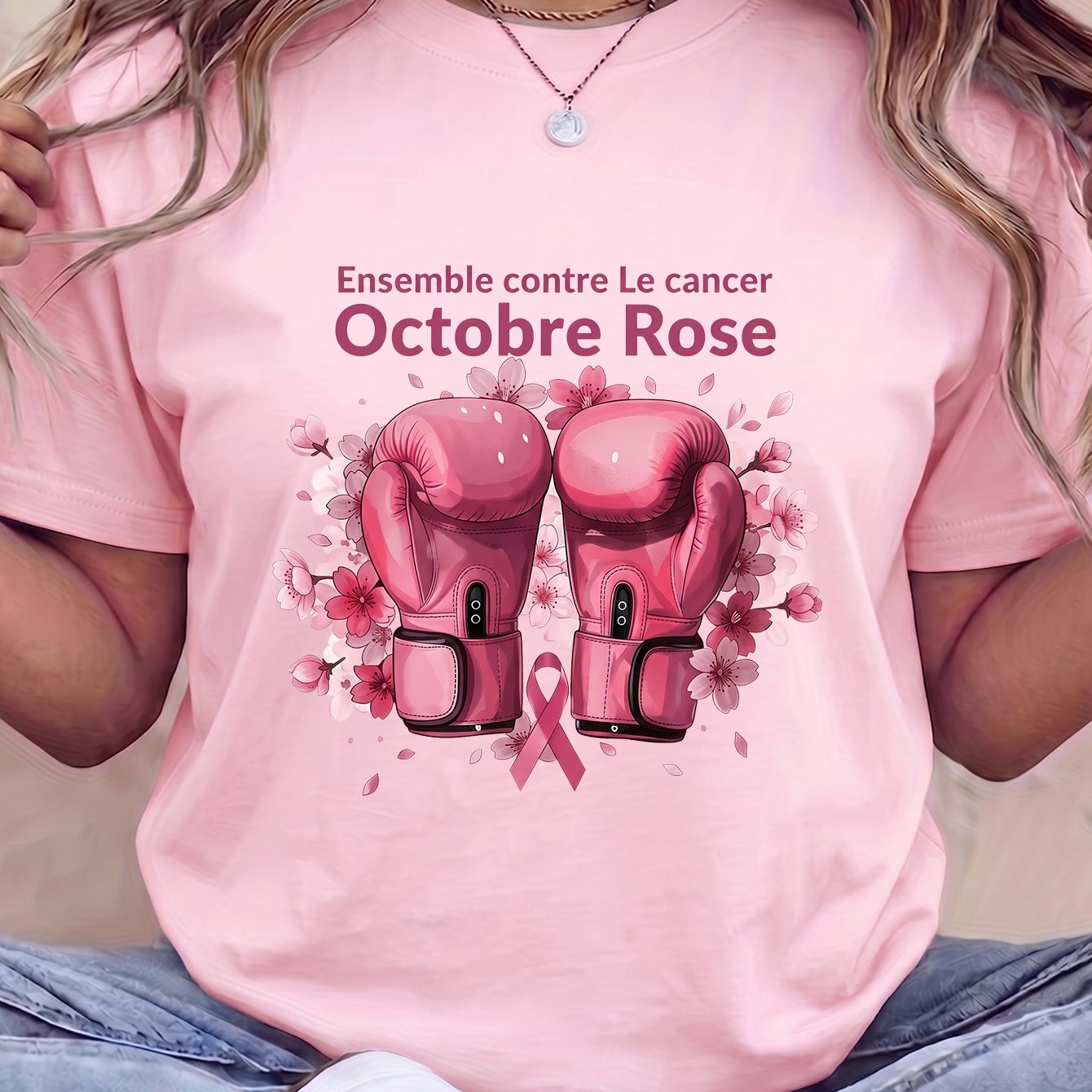 TEMU Gant de boxe pour femme avec lettres " du ", T-shirt à imprimé floral, haut décontracté