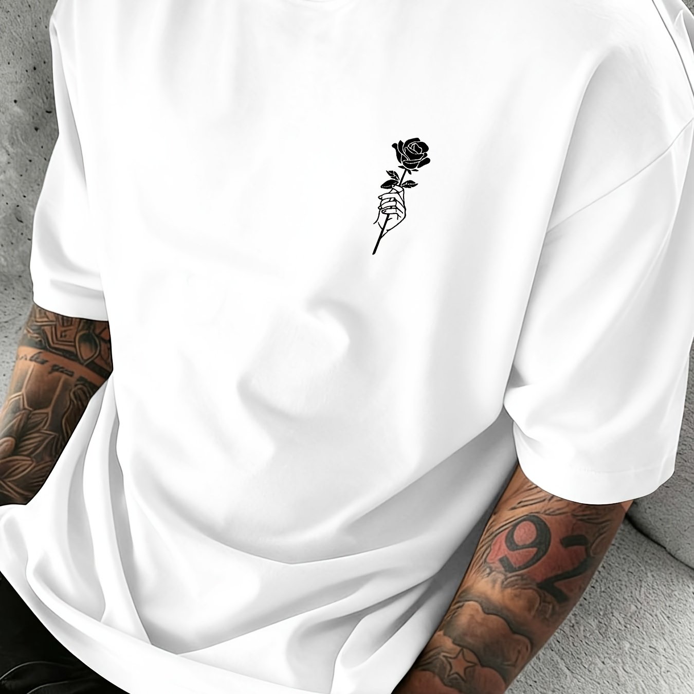 TEMU Men's Round-neck Graphic Print Short-sleeve T-shirt, Suitable For Home, Leisure, And Sports