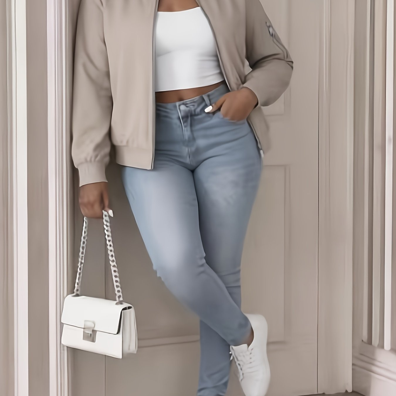 Plus Size, Plus Size Women's Zip-up Jacket - Soft Comfortable Fabric, Machine Washable, Casual Jacket, Feminine Design, Durable Construction, . Flight Jacket