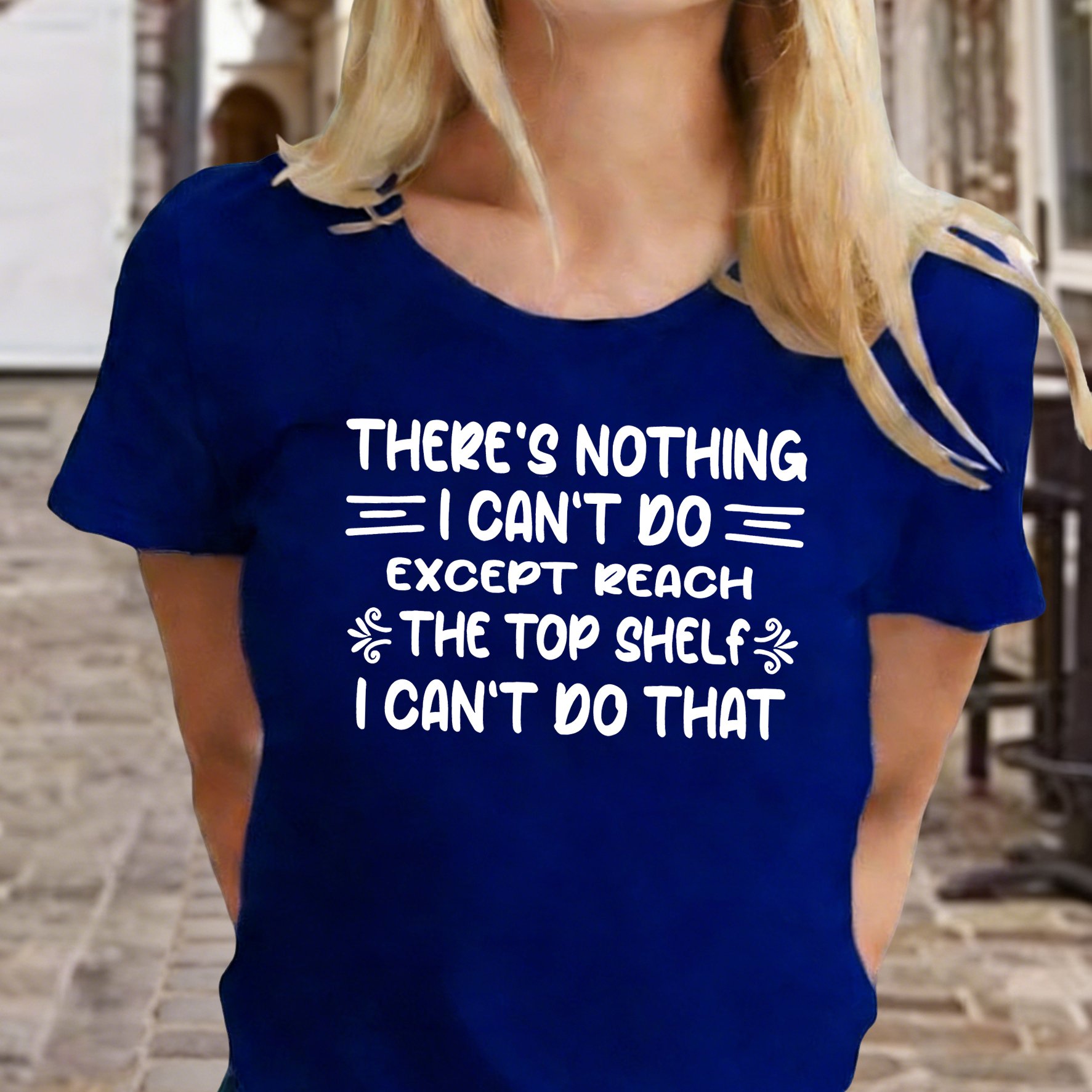 TEMU Women's Summer Crew Neck Short-sleeved T-shirt, "'s Nothing I Do The Top Shelf" Slogan Print Top, Soft And Breathable Fabric, Casual Loose Fit,