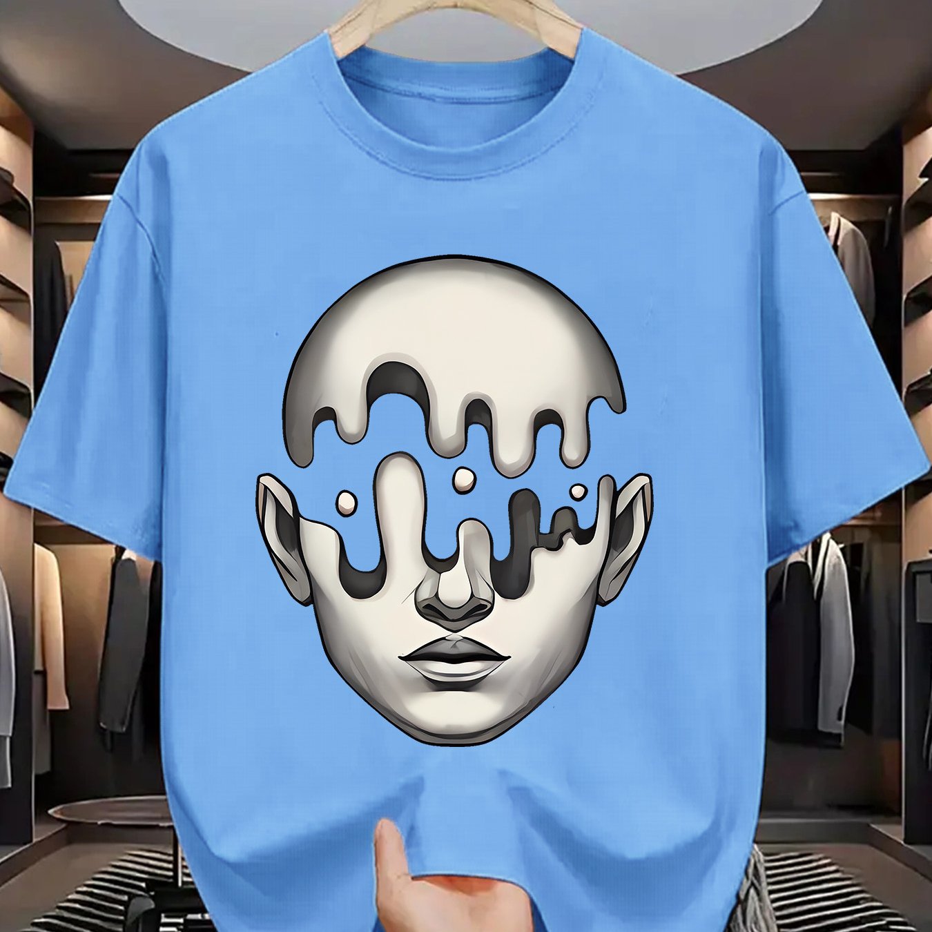 TEMU Trendy Printed T Shirts For Men, Regular Standard Fit Comfortable Short Sleeve Casual Tee, Versatile Outfit Top
