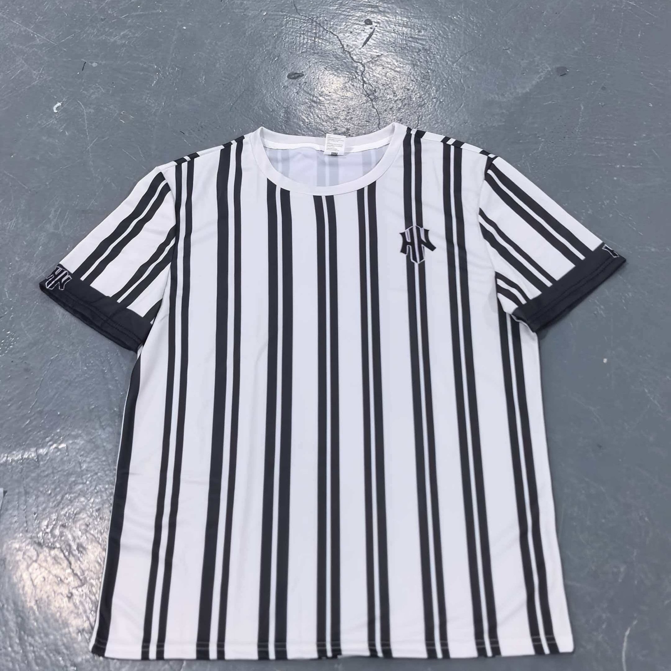 TEMU Men's Crew Neck Striped T-shirt - Breathable Lightweight Stretch Fabric, Relaxed Loose Fit Short Sleeve Tee Suitable For Commuting, Business,