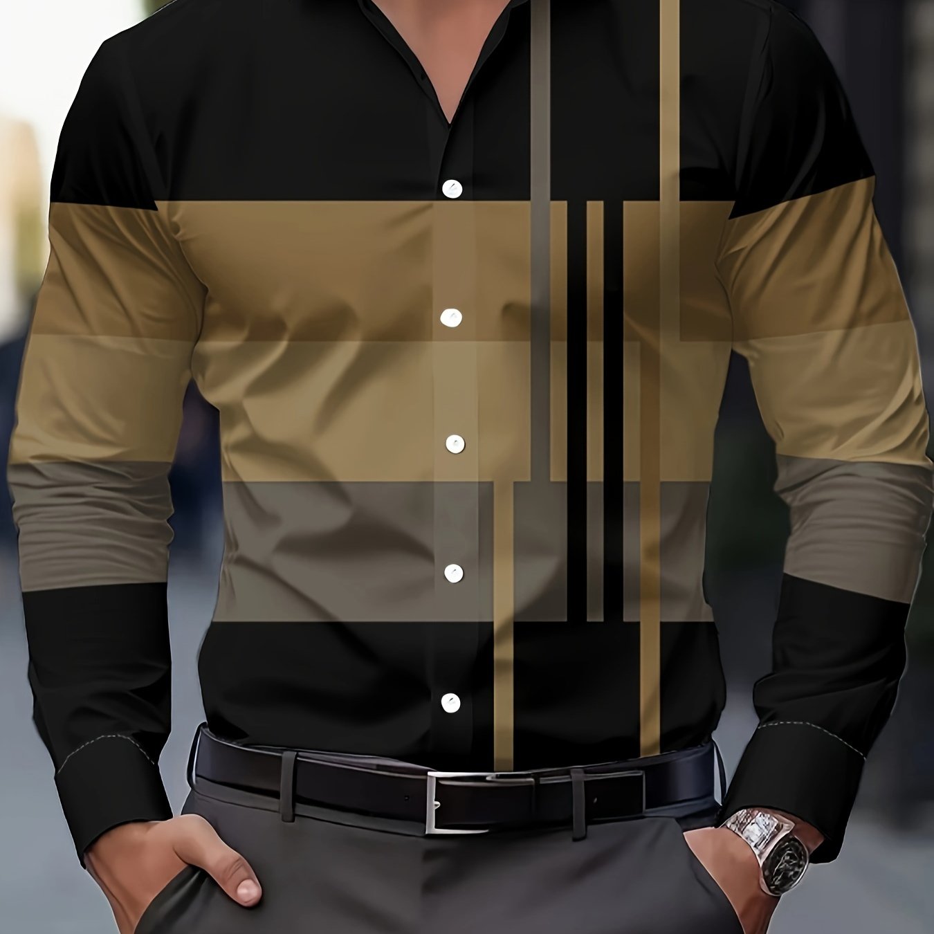 E-shop Herren Casual Knopfleistenhemd - Langarm, Formelles & Alltags-Bürohemd, Nicht-Dehnbarer Stoff Button-Up Bluse für Frühling/Herbst Saisons,