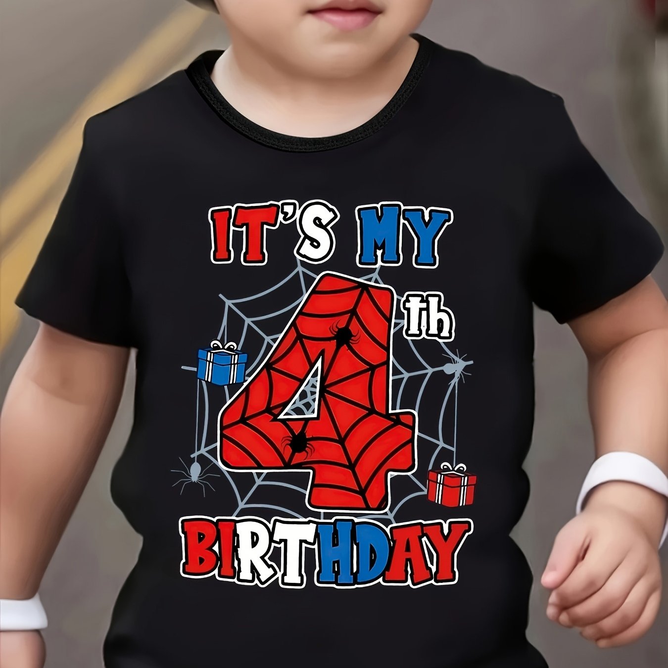 Image of Casual Fashion For Boys And Summer, Featuring A Cute Short Sleeve T-shirt That ' Birthday', Use And Outdoor Activities