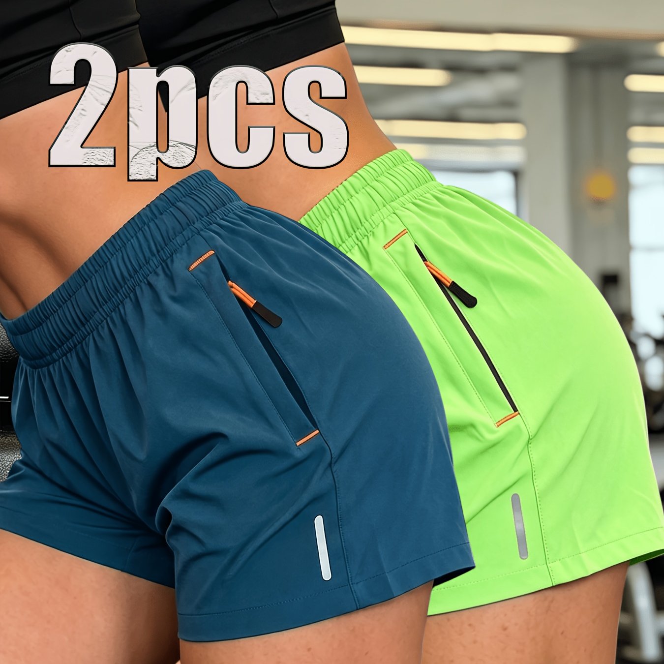 TEMU 2pcs New Women's Summer Sports Shorts With Zipper Pockets - Lightweight And Breathable Fabric, Suitable For Running, Outdoor Activities,