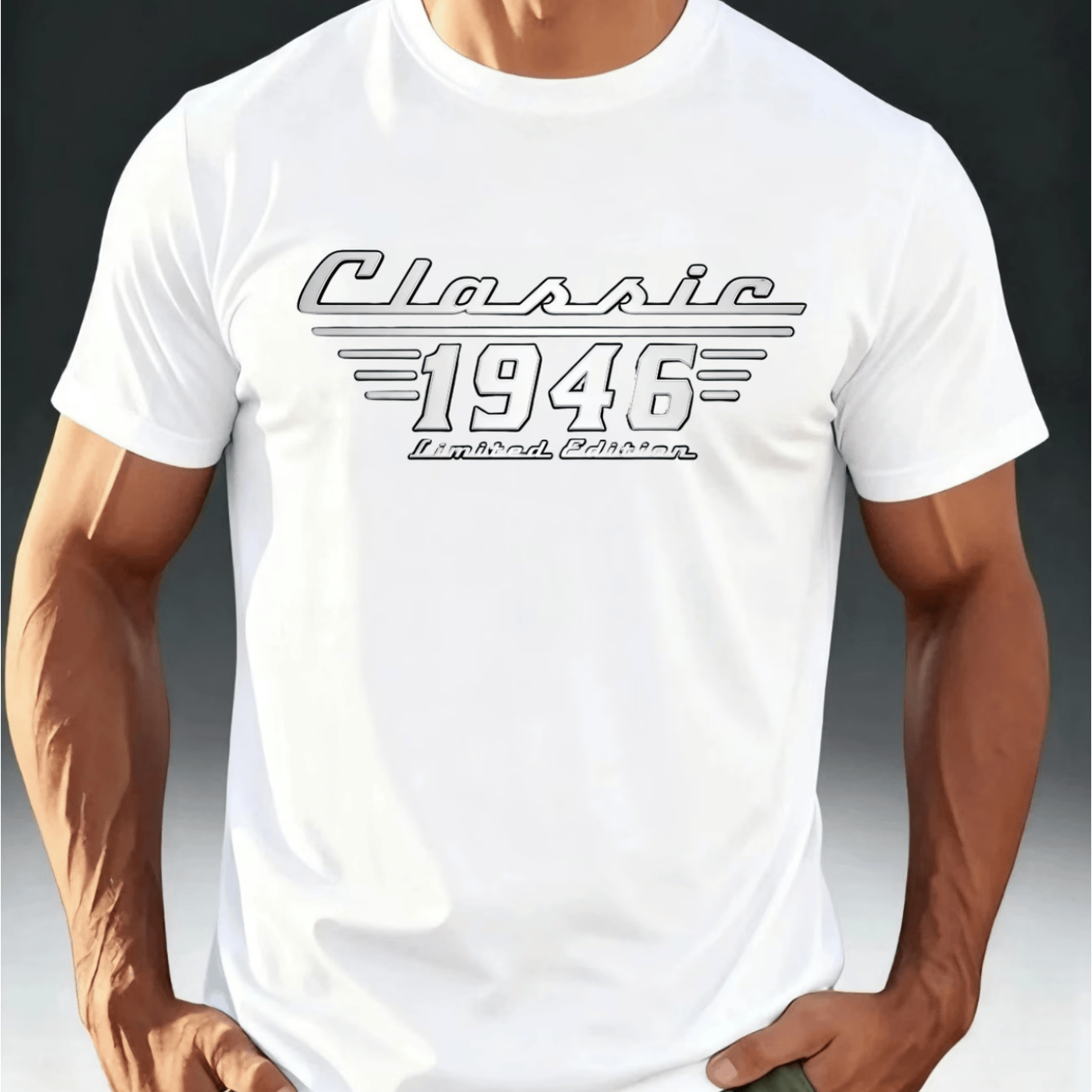 TEMU 1946 Edition T-shirt - Trendy , Soft And Breathable, Fashion Versatile, Printed Design, Round Neck, Short Sleeve Summer Tee, Stylish T-shirt