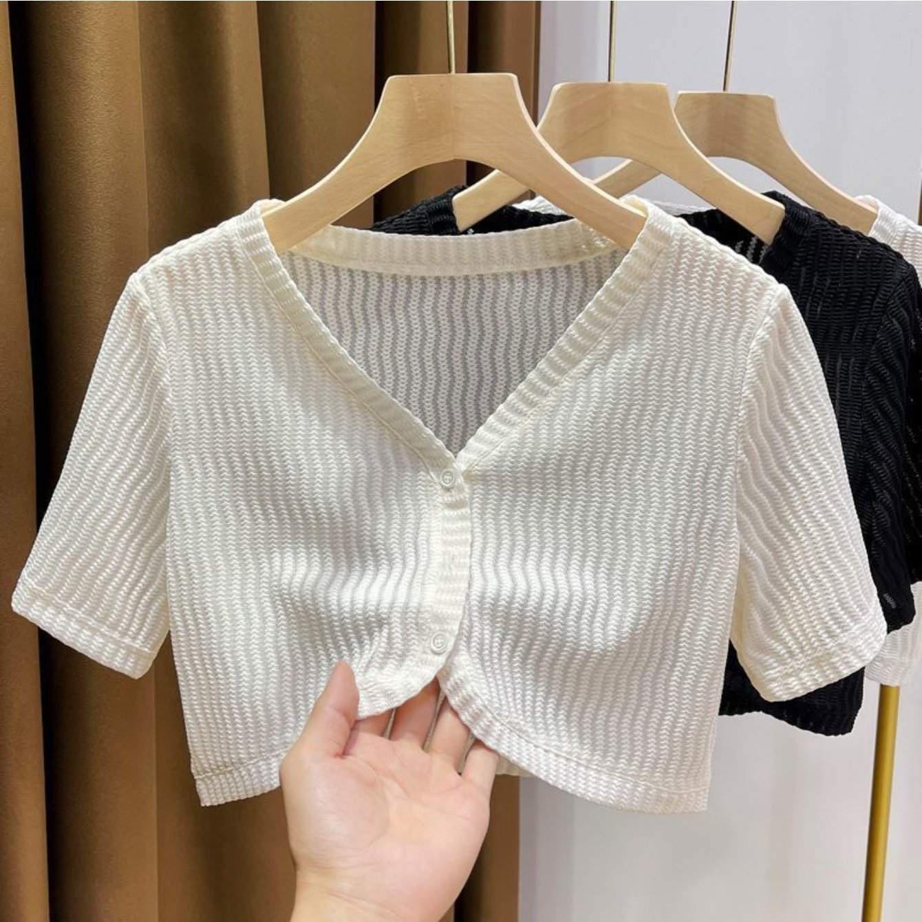 Image of Lace Small Camisole Short-sleeved Cardigan Women's Shawl Summer With Camisole Skirt Outer Cover, Conditioning Shirt