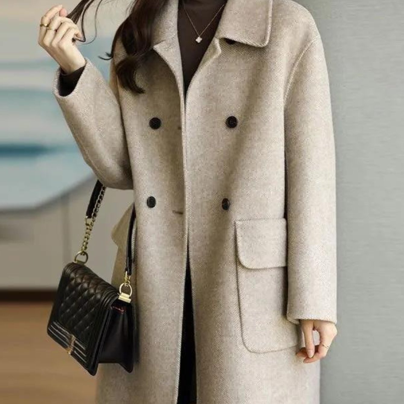 TEMU Ladies' Thick Jackets, , Blazers, Thickened, Comfortable, Warm, Elegant, Fashionable, Casual, Mid-length, , Everyday, Machine Washable, , Autumn