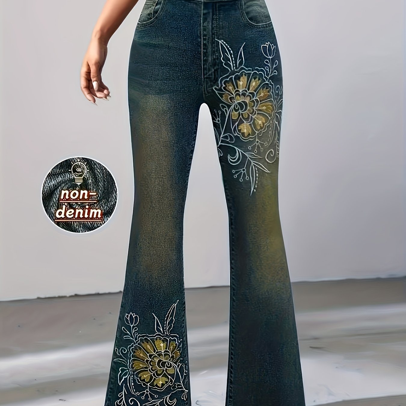 E-shop Plus Size - Plus Size - Plus Size Damen Digitaler Blumendruck Stretch Casual Leggings