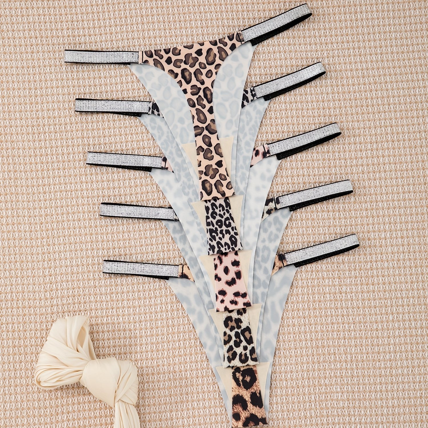 TEMU Set di 5 Mutandine da Donna Senza Cuciture, Invisibili, Sexy, Stampate, Morbide, Confortevoli, Traspiranti e ad Asciugatura Rapida