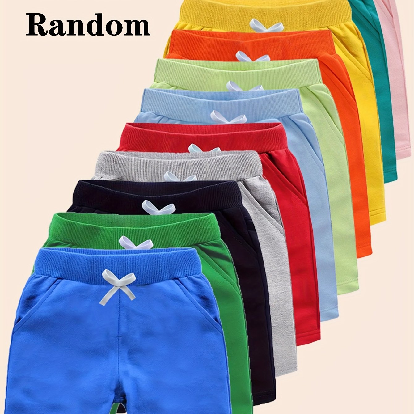 Image of Random 5pcss Summer Short Shorts For Teenagers, / Casual Solid Color Shorts, Loose Shorts, Elastic Waistband And , Teen Clothing, Perfect For Outdoor Random 5pcss