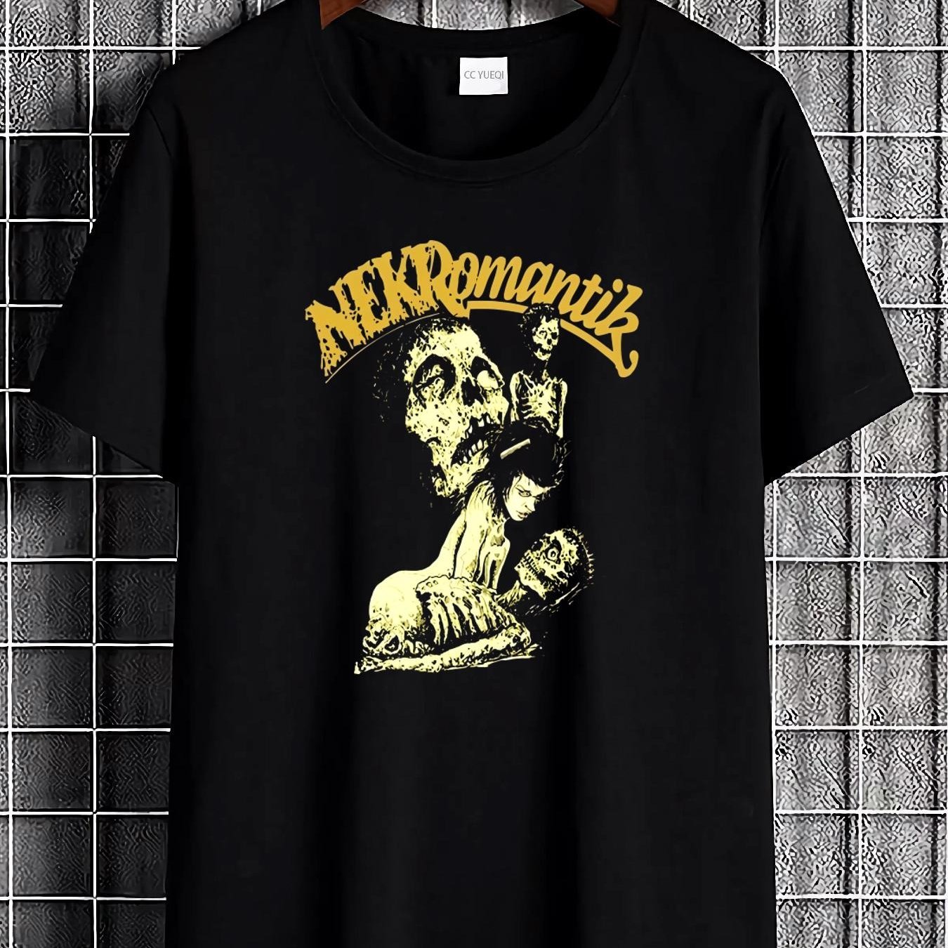 Image of Nekromantik V1 Horror Poster T-shirt - Gothic Zombie Graphic Tee Suitable For , Soft Breathable Shirt With Iconic Nekromantik Text & Design, Casual Round Neck For Wear, Machine Washable Apparel