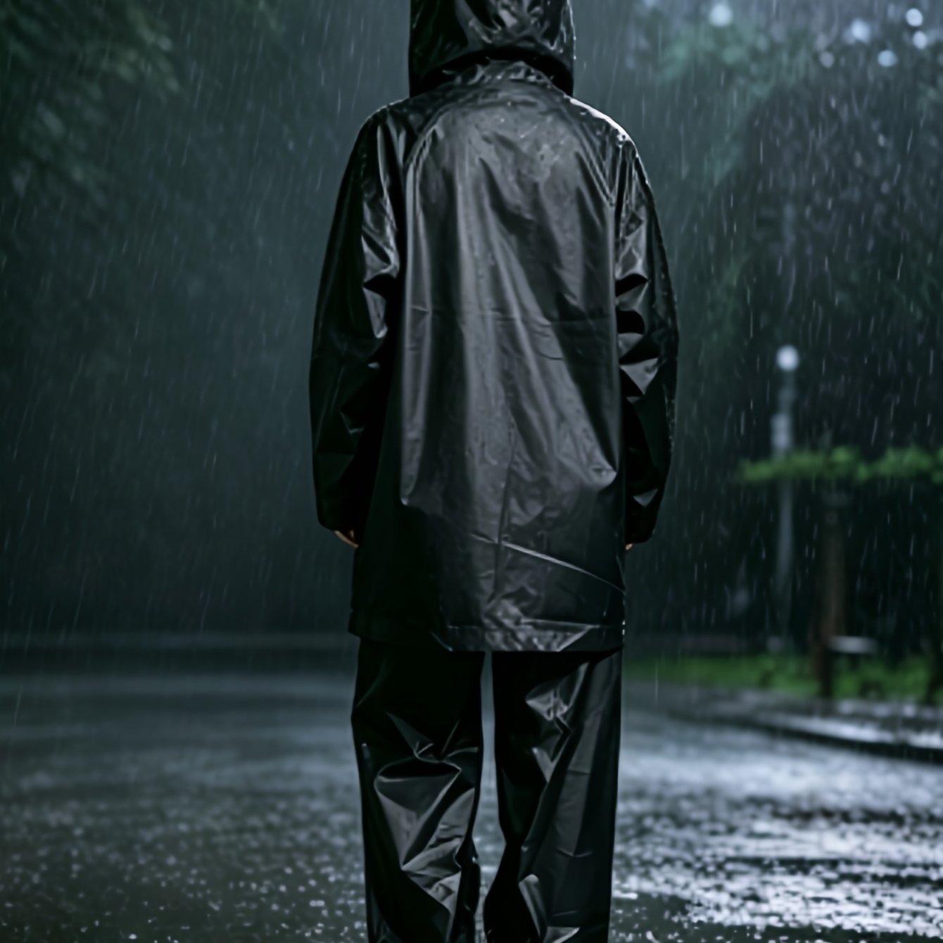 TEMU Black Rain Suit - Includes Rain Jacket And Rain Pants, Thickened Unisex Outdoor Rainwear, Full-body Casual Adult Raincoat, Portable For Hiking,