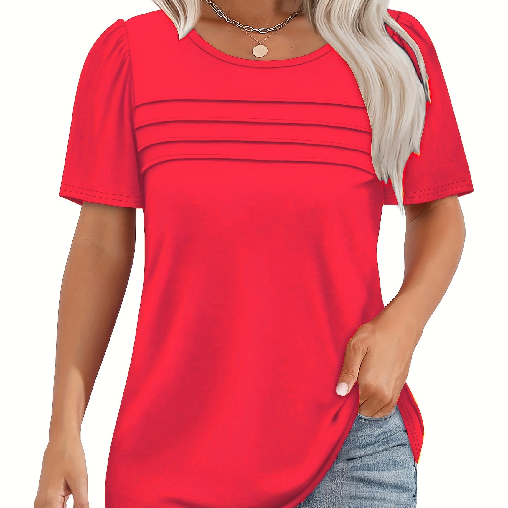 Crew Neck Chest Short-sleeve