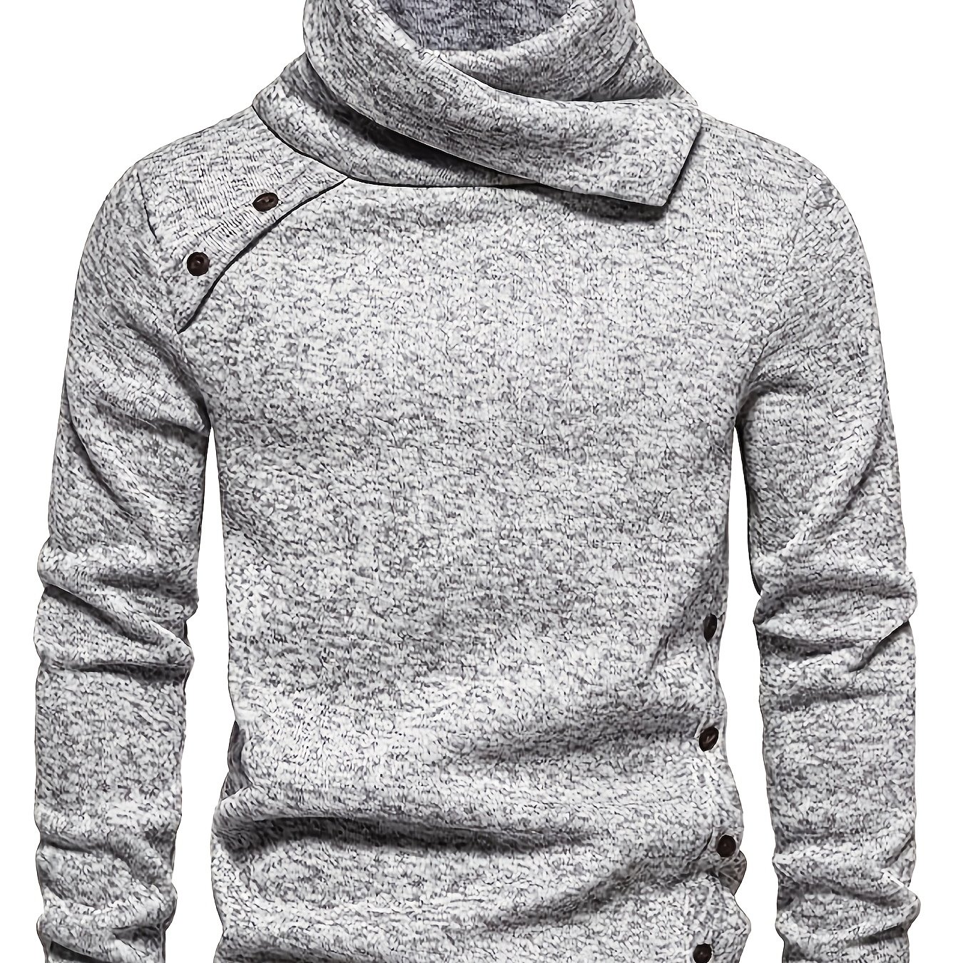 Image of Men's Slouchy Collar Vintage Button-up Long Sleeve Knit Casual Sweater