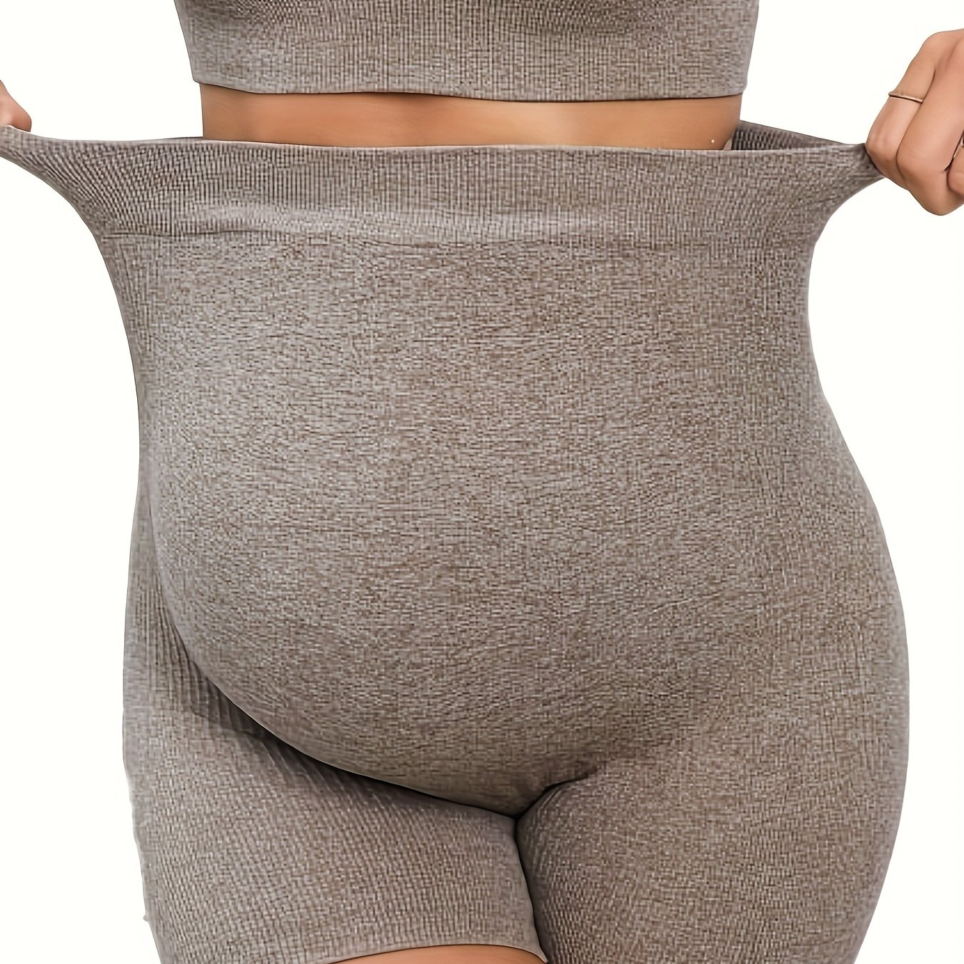 TEMU Women's High-waisted Stretchy Maternity Shorts - Breathable Summer Pregnancy Workout Shorts With Slim Fit, Solid Color Non-transparent Athletic