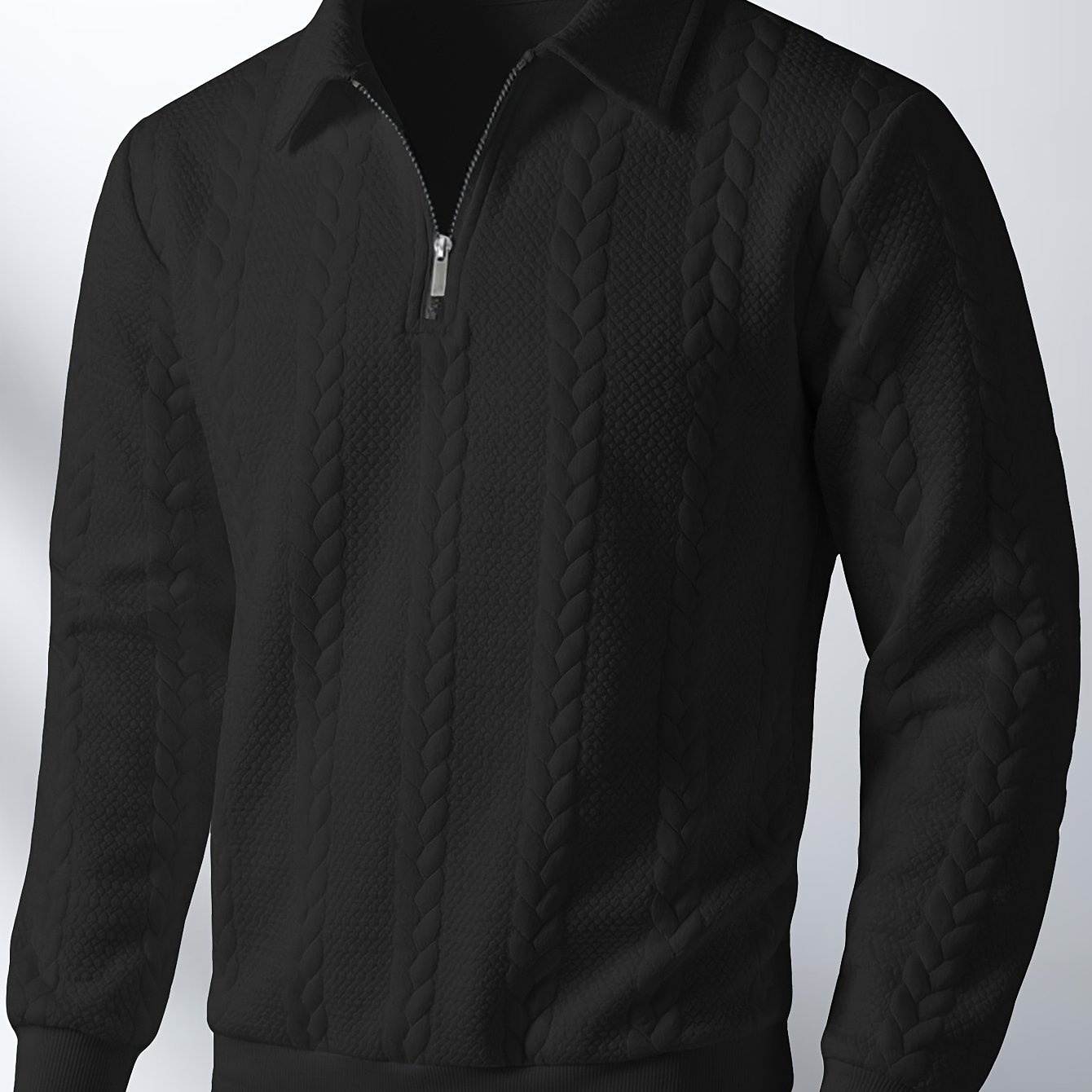 E-shop Herrenmode Sommer Freizeit Urlaub Zip-Up Sweatshirt, Lässiges Bequemes Langarmhemd für Zuhause, Jacquard Sweatshirt mit Reißverschluss und
