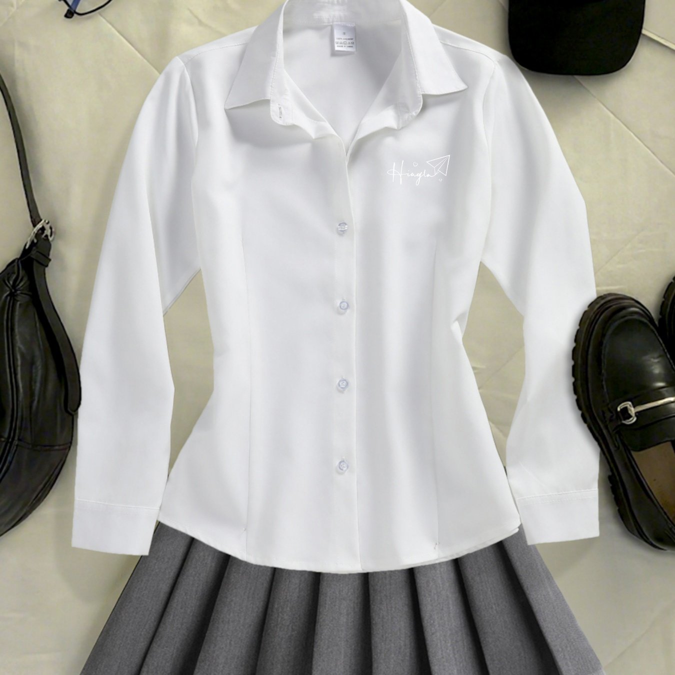 TEMU Women's Y2k Long-sleeve Shirt, Casual Fitted Long-sleeve Top, Versatile Long-sleeve Blouse For Daily Commuting