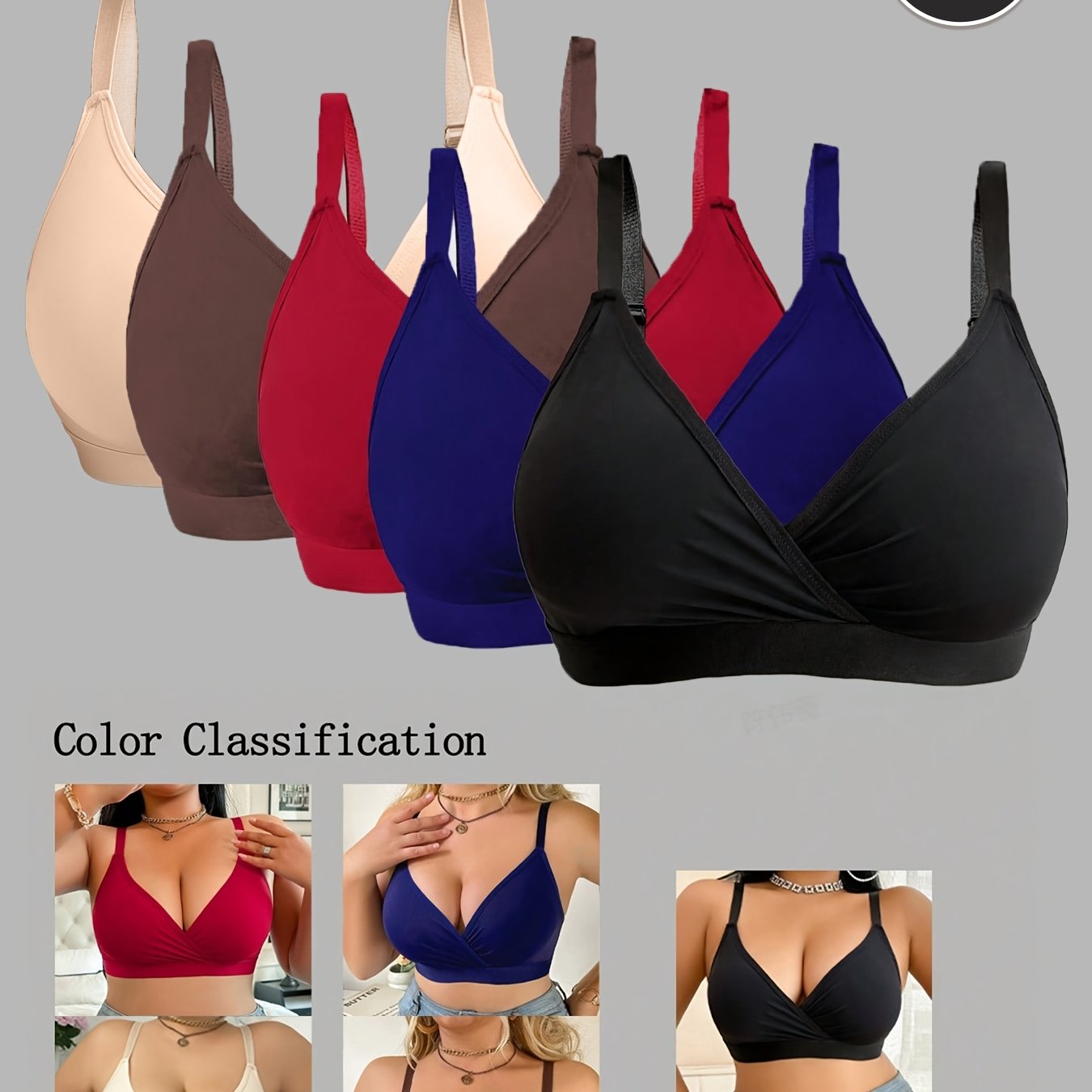 5pcs Comfortable Wireless Non-padded Women's Plus Size Bras