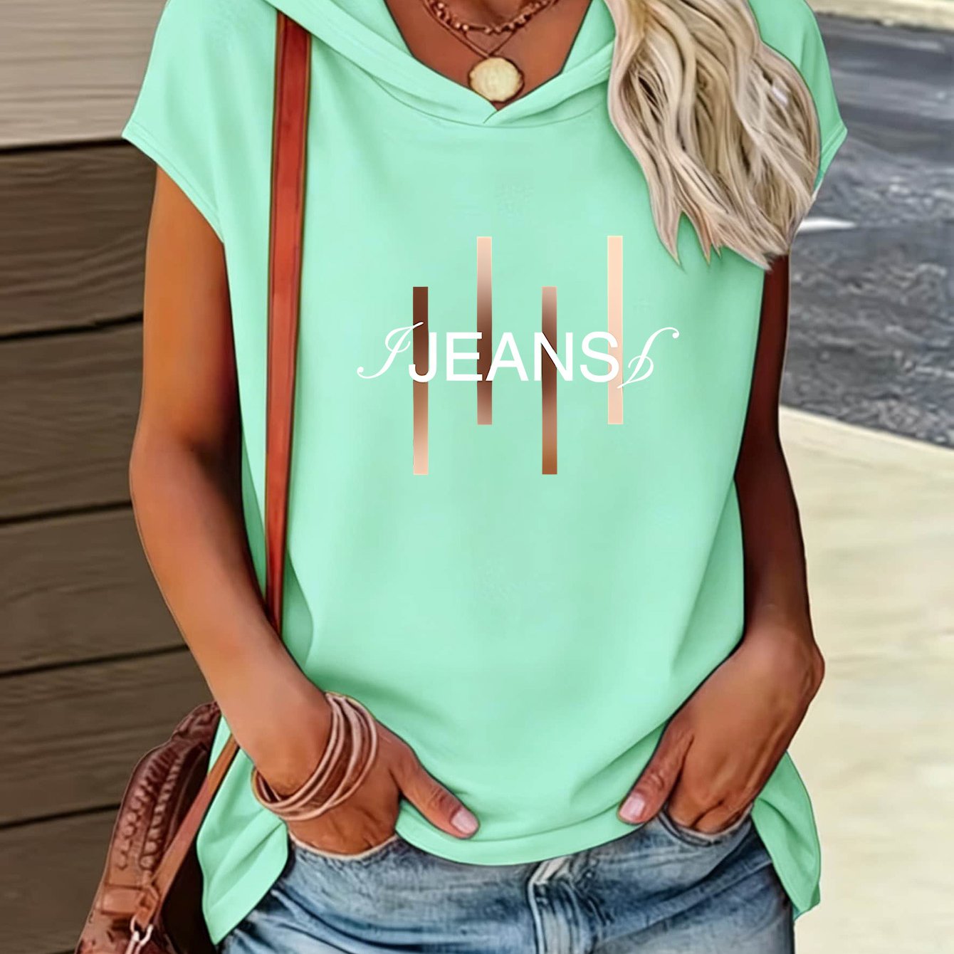 TEMU New Arrival Women's Thin Summer Single-side Printed Hooded Tank Top, Loose Casual Slim Y Sleeveless Hooded Top