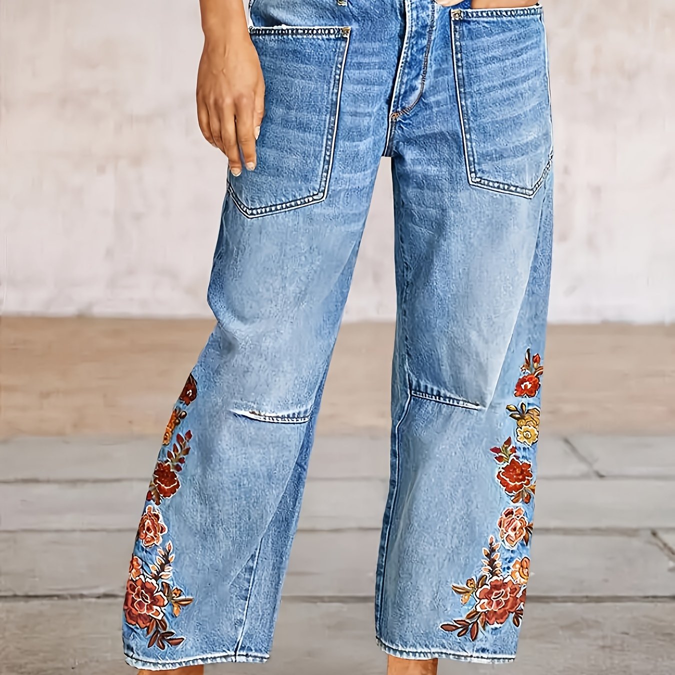 Image of New Autumn Women's Casual Jeans, Loose Straight-leg Curved Cut Pants, Comfortable And -back Style, Three-dimensional Cut Pleated Design, High-end , Fashionable And Casual Women's Denim Long Pants